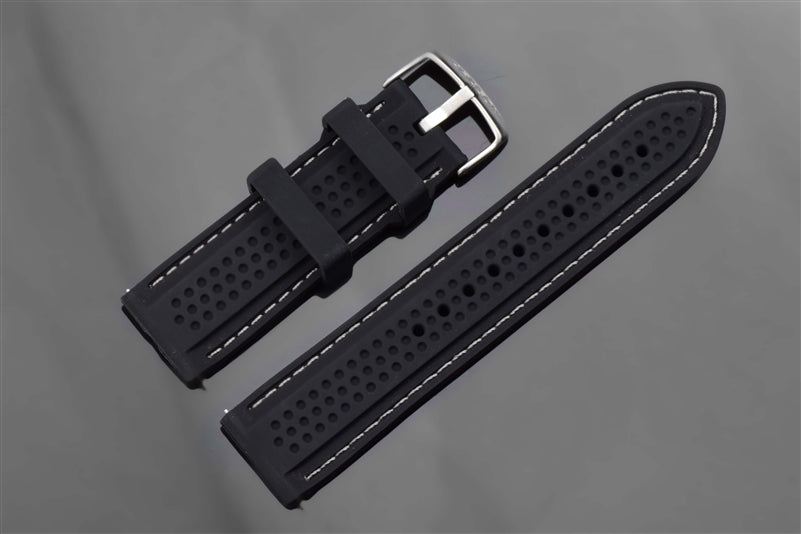 Silicone Strap White Stitching 24mm