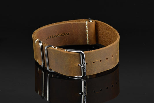 Leather Nato Strap 22mm Fit up to 8" Wrist