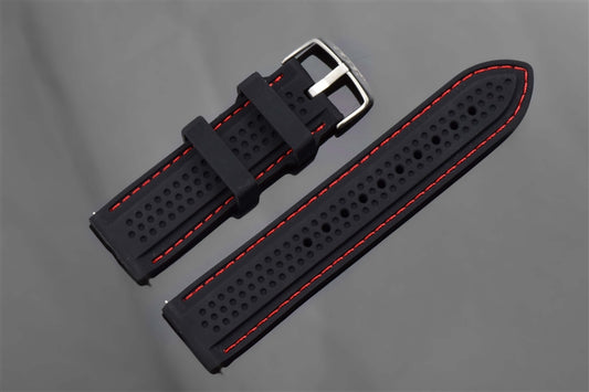 Silicone Strap Red Stitching 24mm
