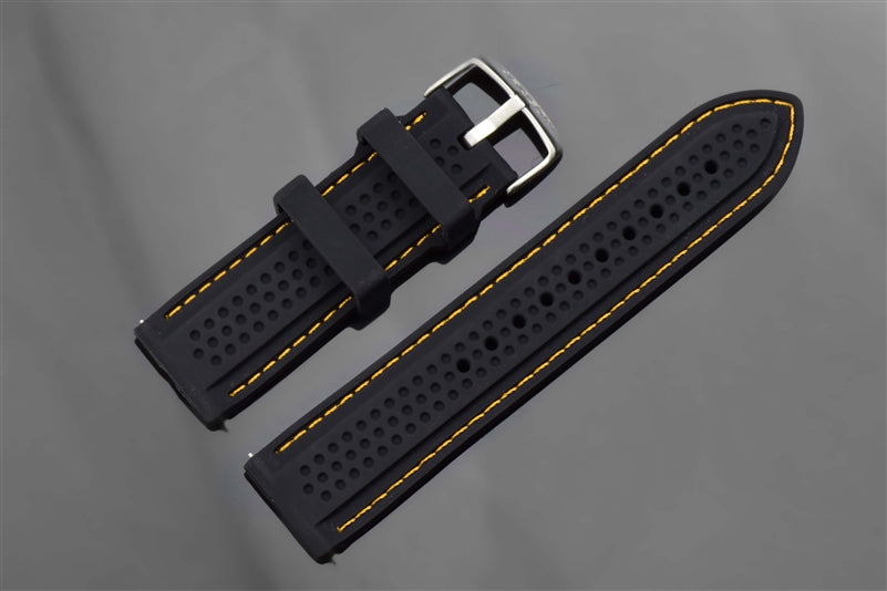 Silicone Strap Yellow Stitching 24mm