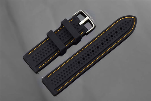 Silicone Strap Yellow Stitching 24mm